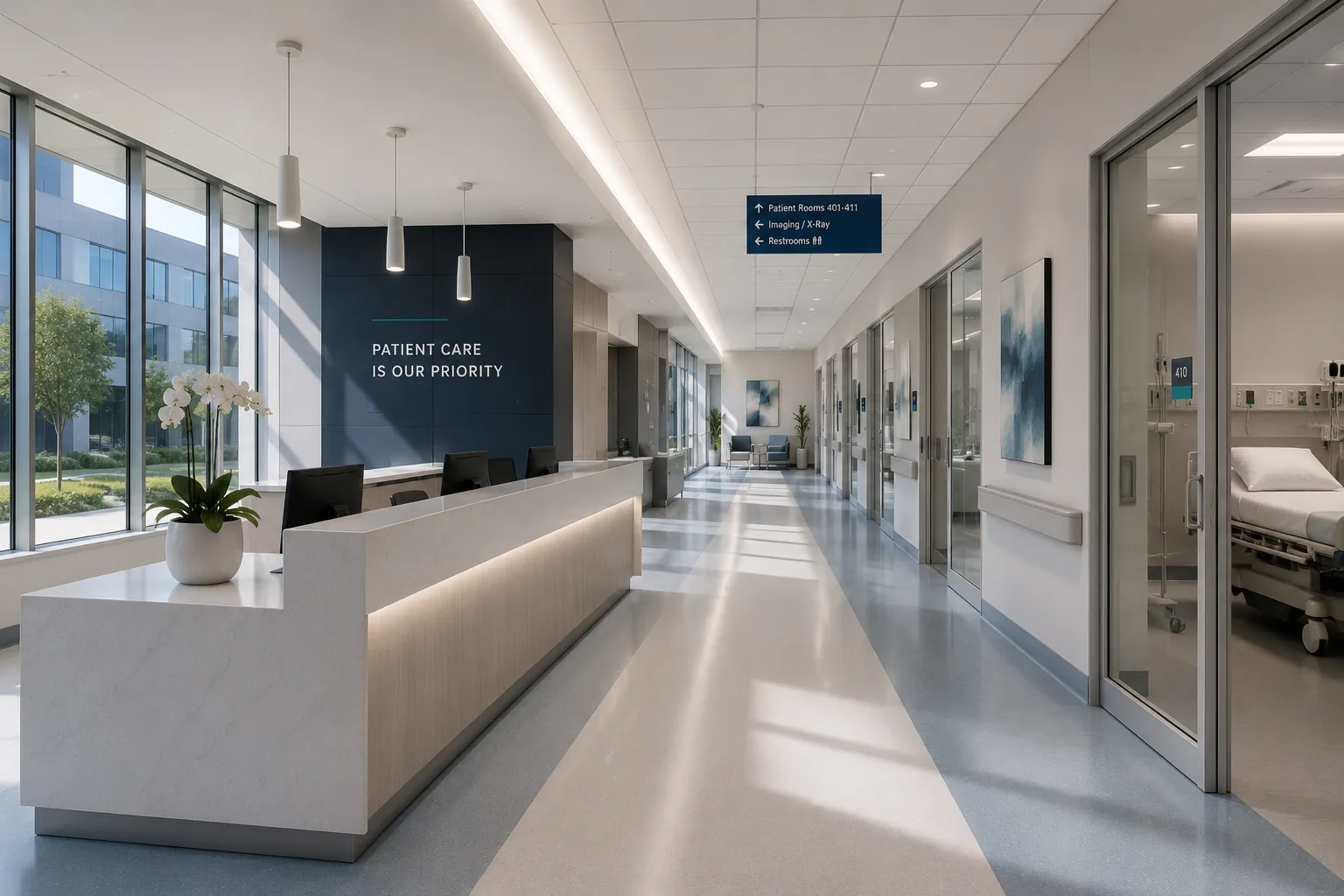 Modern healthcare corridor